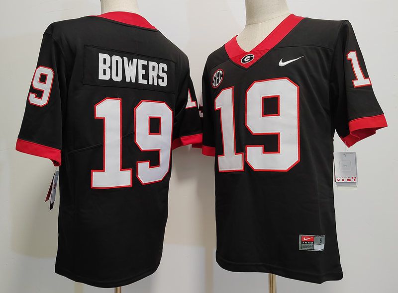 Men Georgia Bulldogs #19 Bowers Black Nike 2025 NCAA Jersey